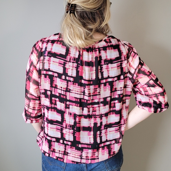 Pink and black chiffon layered shirt - Picture 2 of 6